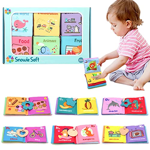 SNOWIE SOFT® Baby Cloth Book Kit with Soft Silicone Teether, Skin Friendly Baby Cloth Book,Educational Cloth Book 6 Subjects Baby Gift Toy for Baby Toddler 3-6 Months-Upgrade SNOWIE SOFT® Baby Cloth Book Kit with Soft Silicone Teether, Skin Friendly Baby Cloth Book,Educational Cloth Book 6 Subjects Baby Gift Toy for Baby Toddler 3-6 Months-Upgrade